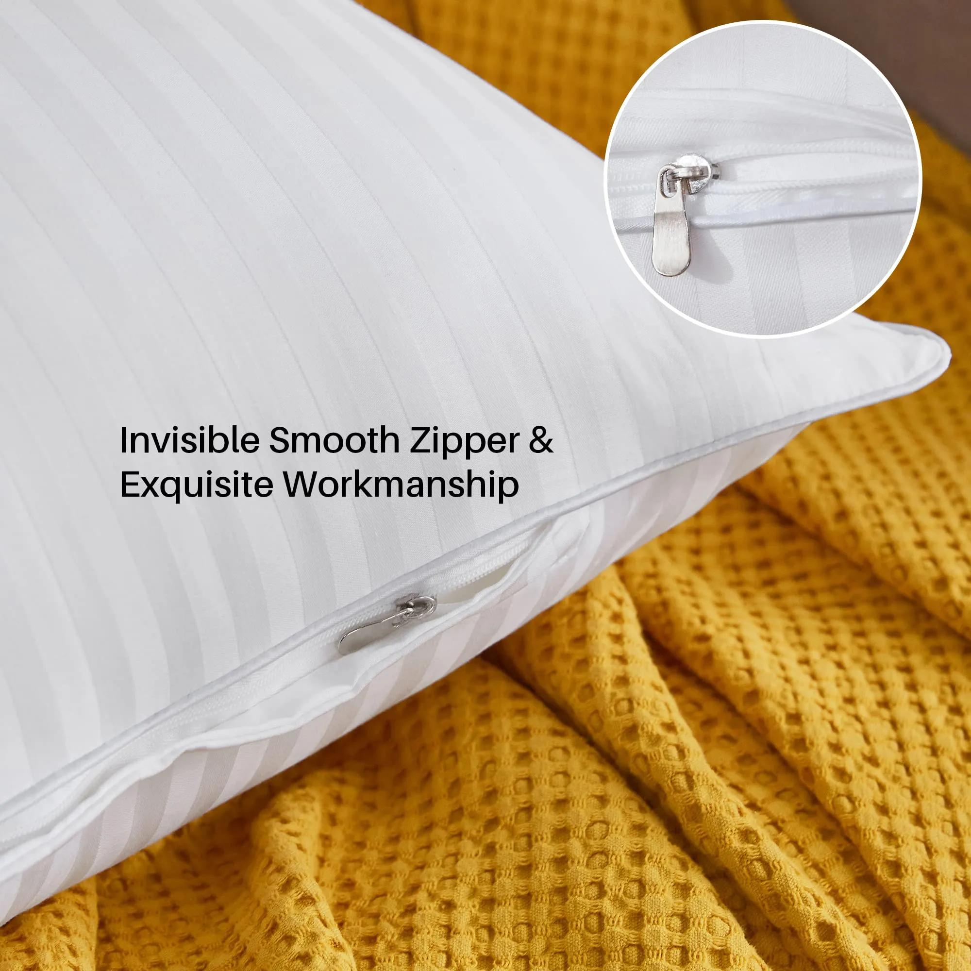 Premium Adjustable Striped Bed Pillows Queen Size Alternative Pillows